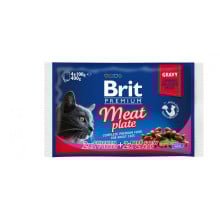 Вологий корм Brit Premium Cat набір паучей, для кішок, м'ясна тарілка в соусі, 4 шт, 100 г