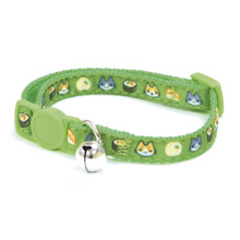 Нашийник з дзвіночком Croci Catmania Sushi, для котів, нейлон, зелений, 23-35×1 см