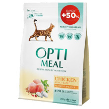 Сухий корм Optimeal для дорослих котів, з куркою, 200+100 г
