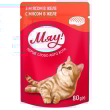 Влажный корм Мяу для кошек, с мясом в желе, 80 г