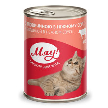 Консерва Мяу для кошек, с говядиной в нежном соусе, 415 г