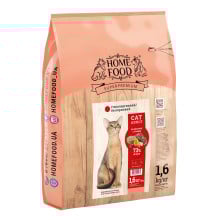 Сухой беззерновой корм Home Food для кошек, гипоаллергенный, с утиным филе и грушей, 1.6 кг