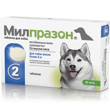 Таблетки KRKA Милпразон от глистов для собак весом более 5 кг, 12.5 мг/125 мг, 2 таб