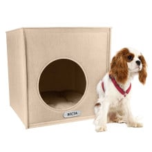 Домик BronzeDog кубик, для животных, бежевый, 45×45×45 см