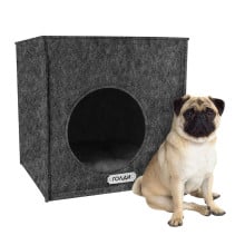 Домик BronzeDog кубик, для животных, серый, 45×45×45 см