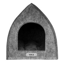 Домик BronzeDog для кошек и собак в форме палатки, серый, 45×45×48 см