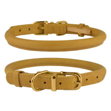 Нашийник BronzeDog Premium Crazy, для собак і котів, шкіряний, гірчичний, 18-25×0.7 см