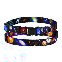 Нашийник BronzeDog Urban Cosmos, для котів, нейлоновий, дзвіночок, чорний, 18-28×1 см