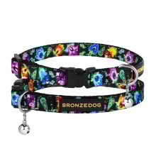Нашийник BronzeDog Urban Folk, для котів, нейлоновий, дзвіночок, фастекс пластиковий, чорний, 18-28×1 см
