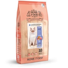 Сухой корм Home Food для взрослых кошек с чувствительным пищеварением, ягненок с лососем, 10 кг