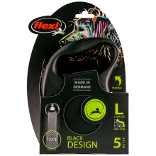 Повідець-рулетка Flexi Black Design L для собак до 50 кг, 5 м, стрічка, чорна