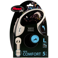 Поводок-рулетка Flexi New Comfort L для собак до 60 кг, 5 м, лента, чёрный
