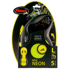 Рулетка Flexi Neon L, для собак, 5 м, лента, черно-желтая