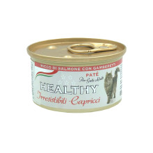Консерва Healthy Irresistibili Capricci для требовательных кошек, паштет с лососем и креветками, 85 г