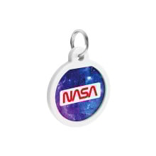 Адресник WAUDOG Smart ID c QR паспортом для собак и котов, металлический, рисунок "NASA21", круг, 25 мм