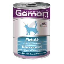Консервы Gemon Cat Wet Adult для взрослых кошек, кусочки в желе, тунец и океаническая рыба, 415 г