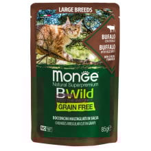 Влажный корм Monge Cat Be Wild Gr.Free Wet для кошек больших пород с 2-х месяцев, кусочки в соусе, с мясом буйвола, 85 г