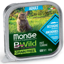 Консервы Monge Cat Be Wild Gr.Free Wet Adult для взрослых кошек, паштет, анчоус с овощами, 100 г
