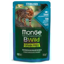 Влажный корм Monge Cat Be Wild Gr.Free Sterilised для стерилизованных кошек, тунец с креветками и овощами, 85 г