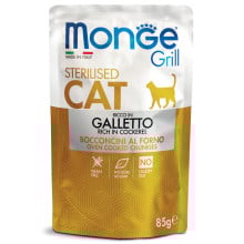 Влажный корм Monge Cat Grill Sterilised для стерилизованных кошек, запеченные кусочки в соусе, с курицей, 85 г