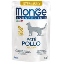 Влажный корм Monge Cat Monoprotein Sterilised для стерилизованных кошек, паштет, с курицей, 85 г