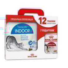 Сухой корм Royal Canin Indoor 27 для кошек постоянно живущих в помещении, 4 кг + 12 паучей в подарок