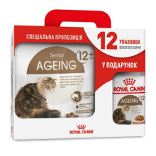 Сухой корм Royal Canin Ageing 12+ для кошек старше 12 лет, 2 кг + 12 паучей в подарок