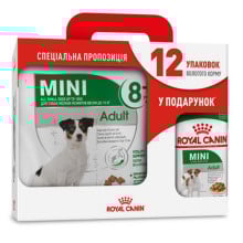 Сухой корм Royal Canin Mini Adult 8+ для собак мелких пород, 4 кг + 12 паучей в подарок