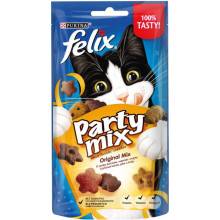 Лакомство Purina Felix Party Mix Original Mix для кошек, микс со вкусом курицы, печени и индейки, 60 г