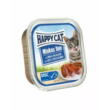 Консервы Happy Cat Duo Rind&WLachs  для кошек, паштет в соусе с говядиной и диким лососем, 100 г
