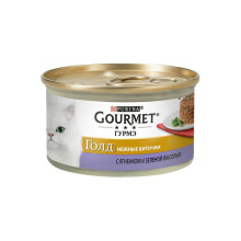 Влажный корм Purina Gourmet Gold Нежные биточки для кошек, с ягнёнком и зелёной фасолью, 85 г