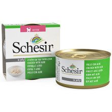 Консервы Schesir Chicken Aloe Kitten натуральные, для котят, филе курицы с алоэ в желе, банка 85 г