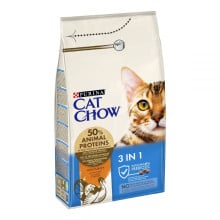 Сухой корм Purina Cat Chow Feline 3 in 1 для кошек, с индейкой, 1.5 кг