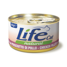 Консерва LifeCat Chicken Fillets With Ham для кошек от 6 месяцев, с куриным филе и ветчиной, 85 г