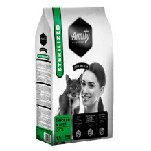 Сухой корм Amity Premium Chicken&Rice Sterilized Cats для стерилизованных кошек, с курицей и рисом, 1.5 кг