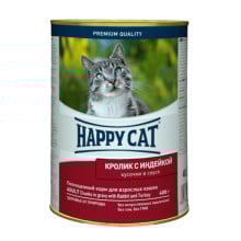 Консервы Happy Cat Dose Kanin&Truth Sauce для взрослых кошек, кролик и индейка, кусочки в соусе, 400 г
