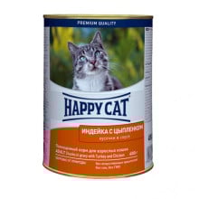 Консервы Happy Cat Dose Truth&Huhn Sauce для взрослых кошек, индейка и курица, кусочки в соусе, 400 г