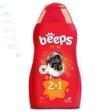 Шампунь-кондиціонер Beeps 2 in 1 для собак та котів з короткою шерстю, з екстрактом вівсяних пластівців, 502 мл