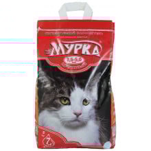 Бентонитовый наполнитель Мурка для кошачьего туалета, красная, крупный (2.5-5.0 мм), 5 кг