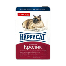 Влажный корм Happy Cat Btl sterilisiert Kaninchen Sossе для взрослых кошек, с кроликом в соусе, 100 г
