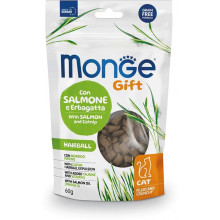 Лакомство Monge Gift Cat Hairball для кошек, от шерстяных комков, лосось и кошачья мята, 60 г