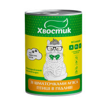 Консервы Хвостик для взрослых кошек, с кусочками птицы в подливе, 415 г