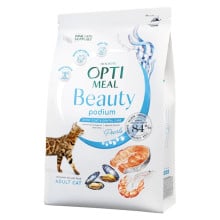 Сухой корм Optimeal Beauty Podium для кошек, уход за шерстью и зубами, на основе морепродуктов, 1.5 кг