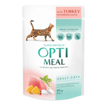Влажный корм Optimeal для кошек, с индейкой в тыквенном соусе, 85 г