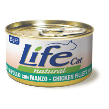 Консервы LifeCat Chicken Fillets With Beef для взрослых кошек, филе курицы и говядины, 85 г