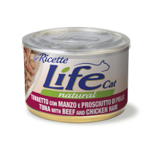 Консервы LifeCat Tuna With Beef And Chicken Ham для взрослых кошек, тунец с говядиной и лососем, 150 г