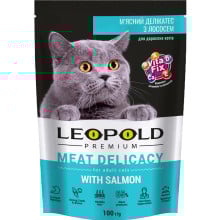 Влажный корм Леопольд Premium Мясной деликатес для кошек, с лососем, 100 г
