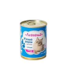 Влажный корм Леопольд мясной рацион для кошек, с птицей, 360 г
