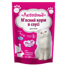 Влажный корм Леопольд Мясное Рагу для кошек, с кроликом и индейкой в соусе, 100 г