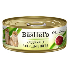 Влажный корм Bastteto для кошек, с говядиной с сердцем в желе, 85 г